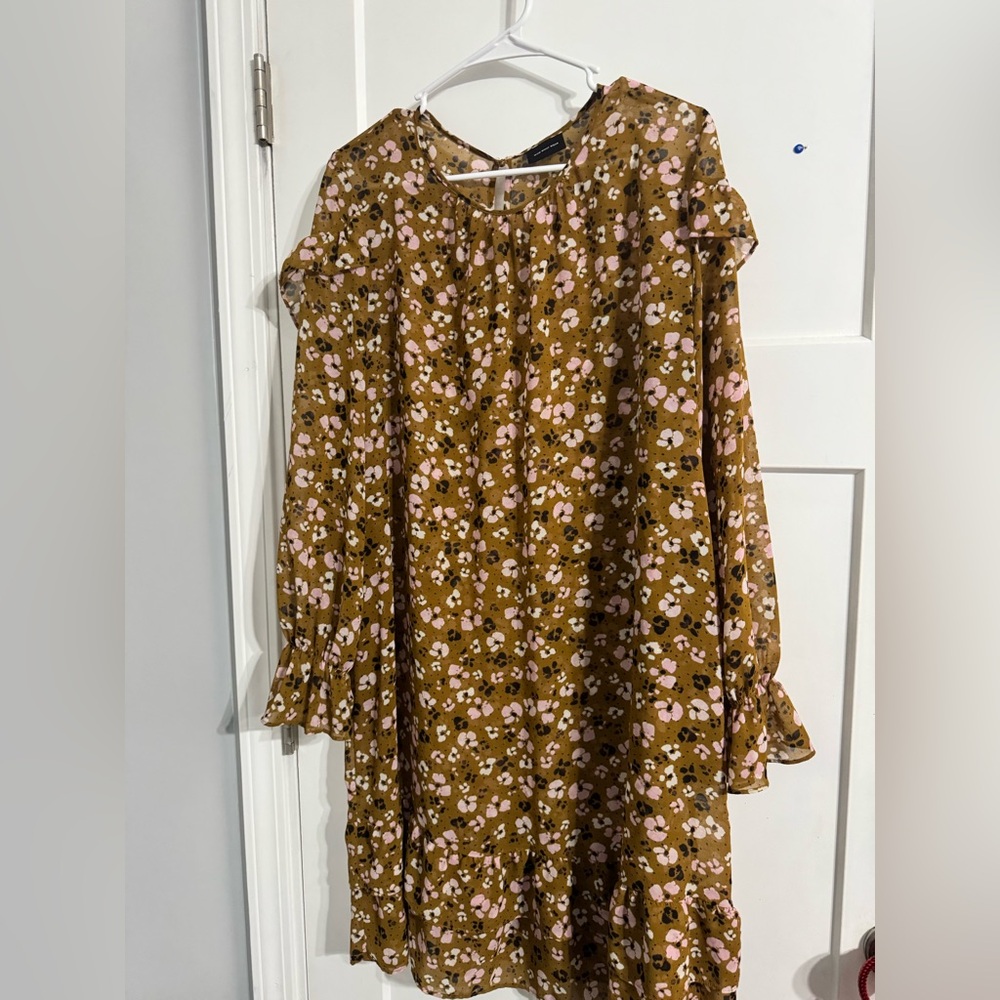 Who What Wear Floral Midi Dress - Brown and Pink